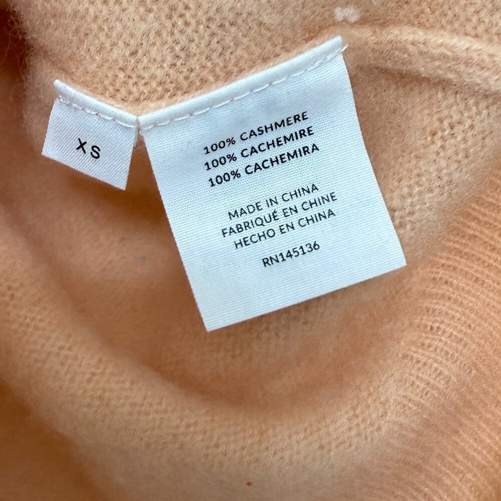 Naadam Signature Cashmere Ribbed Sleeves Hoodie in Peach Women's Size XS - Picture 6 of 6